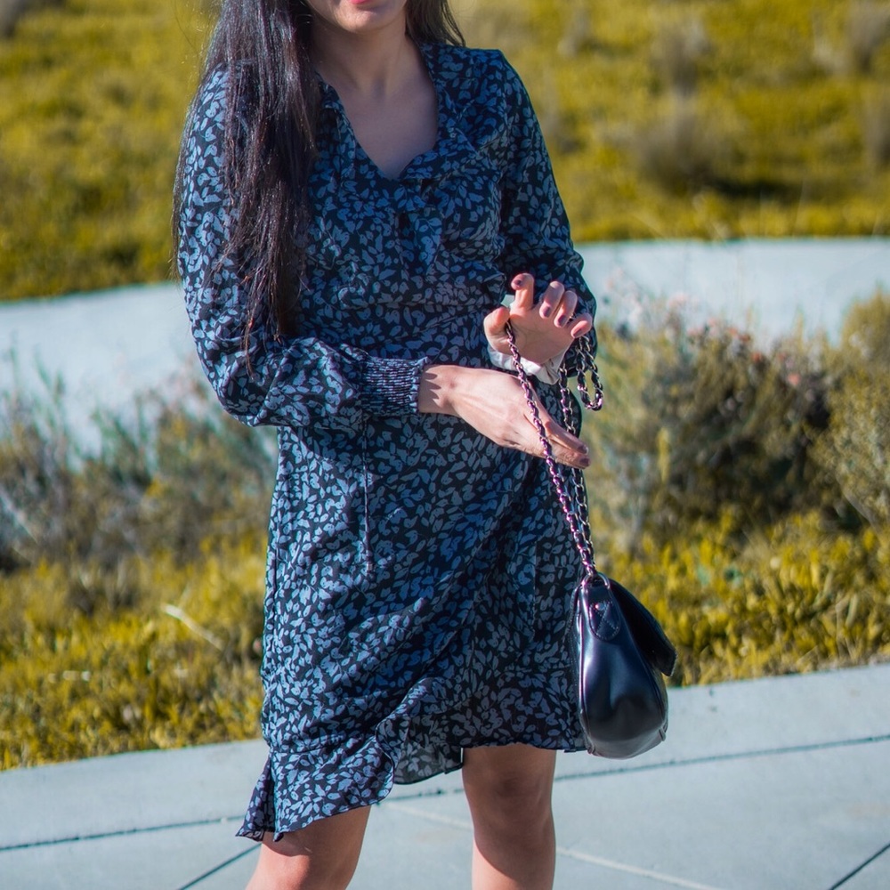 Front wrap midi dress